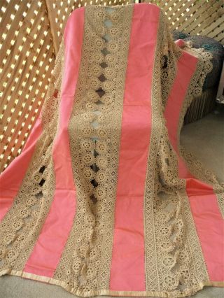 Antique Hand Made Crochet Lace Bedspread /coverlette Gorgeous 64 X 80