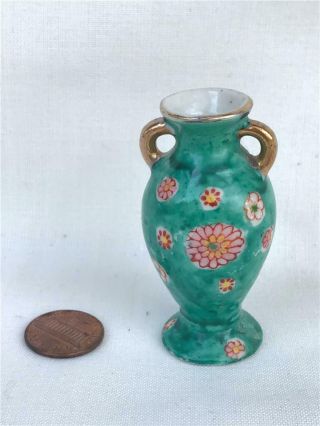 Miniature Hand Painted Vintage Japan Porcelain Doll House Vase