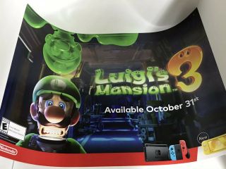 Luigi‘s Mansion 3 Store Exclusive Display Poster 26 X36 (rare) Game Stop