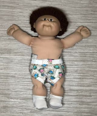 Vintage Coleco 1986 Cabbage Patch Kids Doll Boy Brown Hair & Eyes Diaper Socks