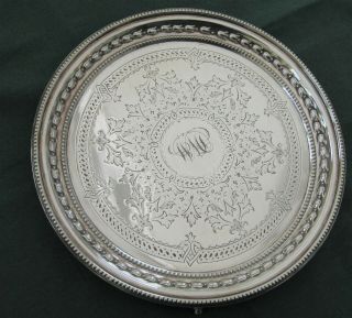 Salver Tray Silver Plated Claw Feet Monogram