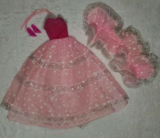 Vintage Barbie 1986 Pink Dream Glow Dress Shawl Shoes