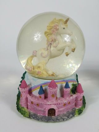 Rare Vintage Unicorn Musical,  Hand Painted,  Glitter Water Snow Globe 1994