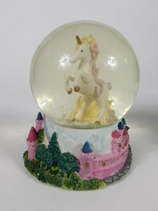 Rare Vintage Unicorn Musical,  Hand Painted,  Glitter Water Snow Globe 1994 3