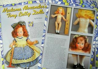 15p History Article,  Color Pics - 1930s Rare Madame Alexander Tiny Betty Doll