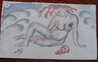 Rare Russian/french Design Painting Early Xx C.  Size: 18.  5 X 11 Cm.  (18)