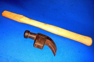 Vintage Or Antique Dunlap Claw Hammer Head W/round Face & Throat,  Wood Handle