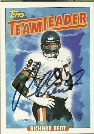 1993 Topps Richard Dent Signed Card Lambeau Field Chicago Bears Rare