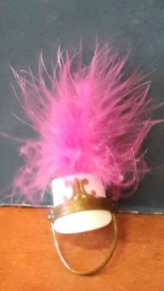 Vintage Topper Majorette Kips Hat Pink Feather Gold Trim 8 - 17 - 1