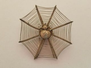 Rare Antique Victorian Silver Spider Web Place Card Holder