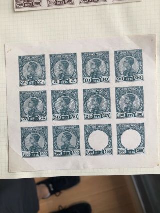 2 1910 Rare São Tomé E Principe Portuguese Colonial Stamp Sheets Composite Essay 3