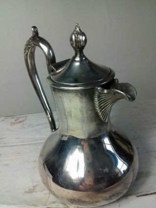 Small Antique Silver Plated Tea/hot Water Pot With Embossed Patterns