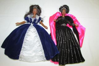 Vintage Annual 1998 & 2000 African - American Black Barbie Princess Dolls