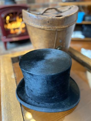 Victorian Beaver Top Hat Made In Liverpool/lime Street.  Leather Case.