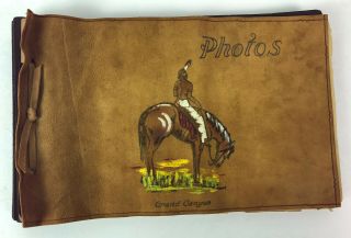 Antique Leather Bound Photo Album Grand Canyon Souvenir