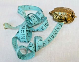 Good Victorian Antique Brass Turtle / Terrapin / Tortoise Sewing Tape Measure