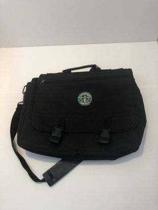 Rare Starbucks Coffee Black Computer Laptop Carry Case Messenger Bag