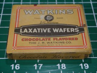 Vintage J R Watkins Chocolate Flavored Laxative Wafers Tin Antique Medicine