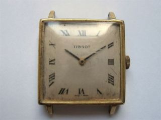 Rare Vintage 1960s Era Tissot Mens Gold Plated Square Watch - Spares