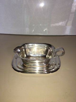 REED & BARTON MAYFLOWER SILVERPLATE GRAVY BOAT WITH UNDERPLATE 2