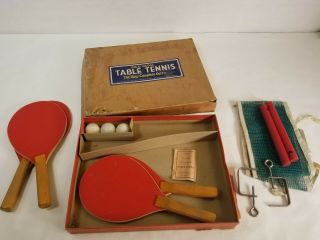 Vintage 1930s Gold Medal Table Tennis Antique Ping Pong Set Box L@@k
