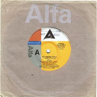 Lulu - If I Were You - Rare 7 " 45 Sample Vinyl Record - 1981