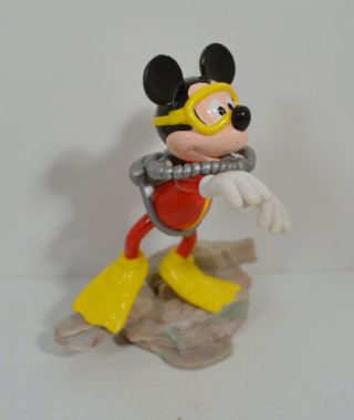 Rare 3.  75 " Mickey Mouse Scuba Diver Diving Pvc Plastic Action Figure Toy Disney