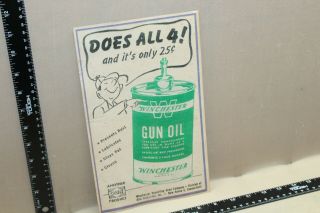 Rare 1940s Winchester Gun Oil Sporting Good Store Display Sign Ammo Hunter Gun