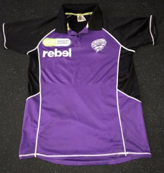 Rare Player Worn Wbbl Hobart Hurricanes Media Cricket Polo Shirt Size Small