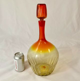 Rare Blenko 6114 Tangerine Glass 18 " Decanter.  Wayne Husted.  One Year Only