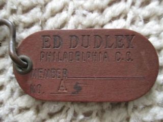 Vintage Rare Golf Bag Tag Philadelphia Country Club Ed Dudley 1st Pro @ Augusta