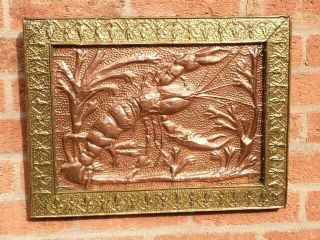 Copper & Brass French 1914 Arts & Crafts Wall Plaque By Rene Chapuis