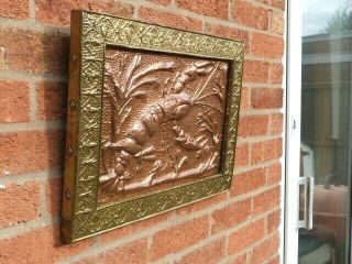 COPPER & BRASS FRENCH 1914 ARTS & CRAFTS WALL PLAQUE BY RENE CHAPUIS 2