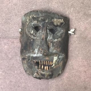 Rare Antique Hand Carved Wood Indigenous Mexican Dance Ceremonial Mask Folk Art