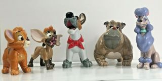 Disney Oliver And Company Rare Full Set Of 6 Ceramic Figurines Japan 1988