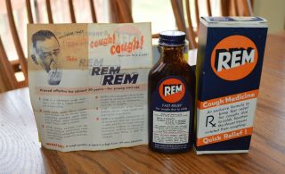 Old Rem Cough Medicine Nos Store Stock Glass Bottle Maryland Pharmaceutical Co
