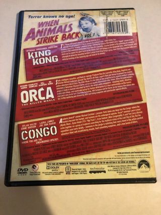 When Animals Strike Back Vol.  1 DVD RARE Orca The Killer Whale Congo King Kong 2