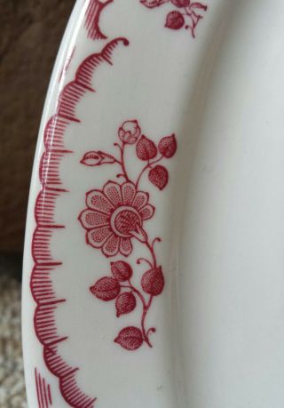 Vintage Shenango China Red Floral Oval Dish Made in USA Rare 8.  5 X 6 2