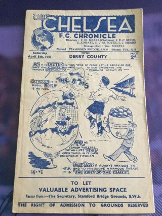 Rare Chelsea Fc V Derby County Football Programme 1946/47