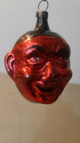 Antique Vintage German Glass 3 " Devil Clown Face.