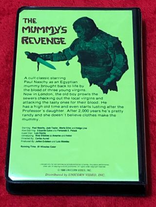 THE MUMMY’S REVENGE 1970s Paul Naschy EuroHorror Unicorn clamshell VHS - RARE 2