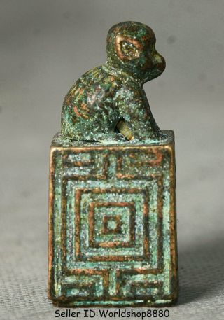 1.  6 " Antique Old Chinese Bronze Dynasty Imperial Monkey Animal Seal Stamp Signet