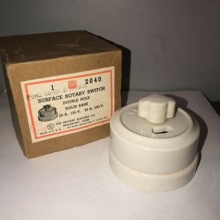 Vintage Ceramic Perkins Surface Rotary Switch In Bryant Electric Box