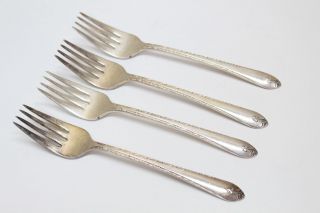 4 Wm Rogers & Son Is Exquisite Silverplate Flatware Salad Forks
