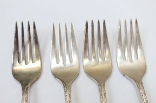 4 Wm Rogers & Son IS Exquisite Silverplate Flatware Salad Forks 2
