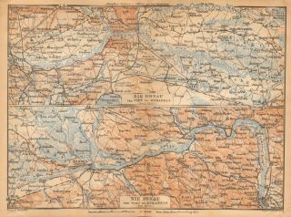 1900 Antique Map - Austria - The Danube - Vienna To Budapest