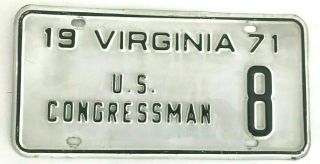 50 Off Virginia License Plate 1971 Rare Us Congress Low Number Digit 8