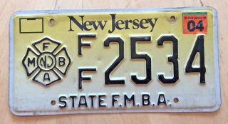 Garden State Fire Marshal Plate " Ff 2534 " State Fmba Rare Type Firefighter