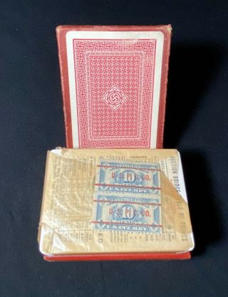 Rare Antique No.  500 Playing Cards W/ Good Luck Swastika W/tax Stamp