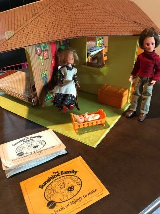 Mattel Sunshine Family Home Including 3 Dolls 1970’s With Box